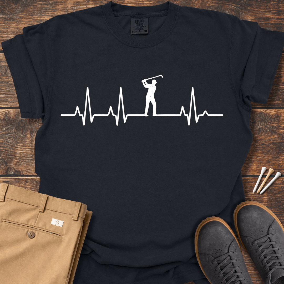 Golfer Heartbeat T Shirt