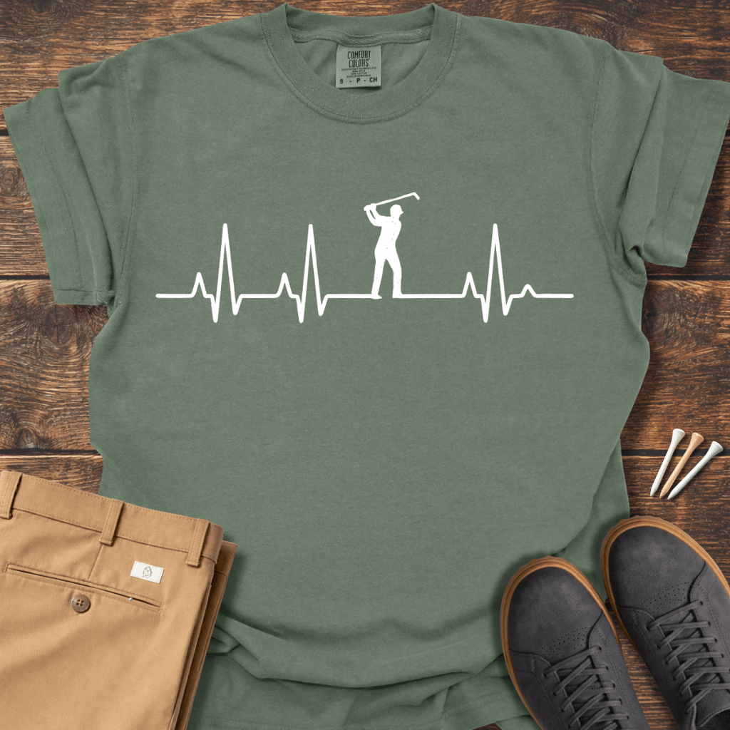 Golfer Heartbeat T Shirt