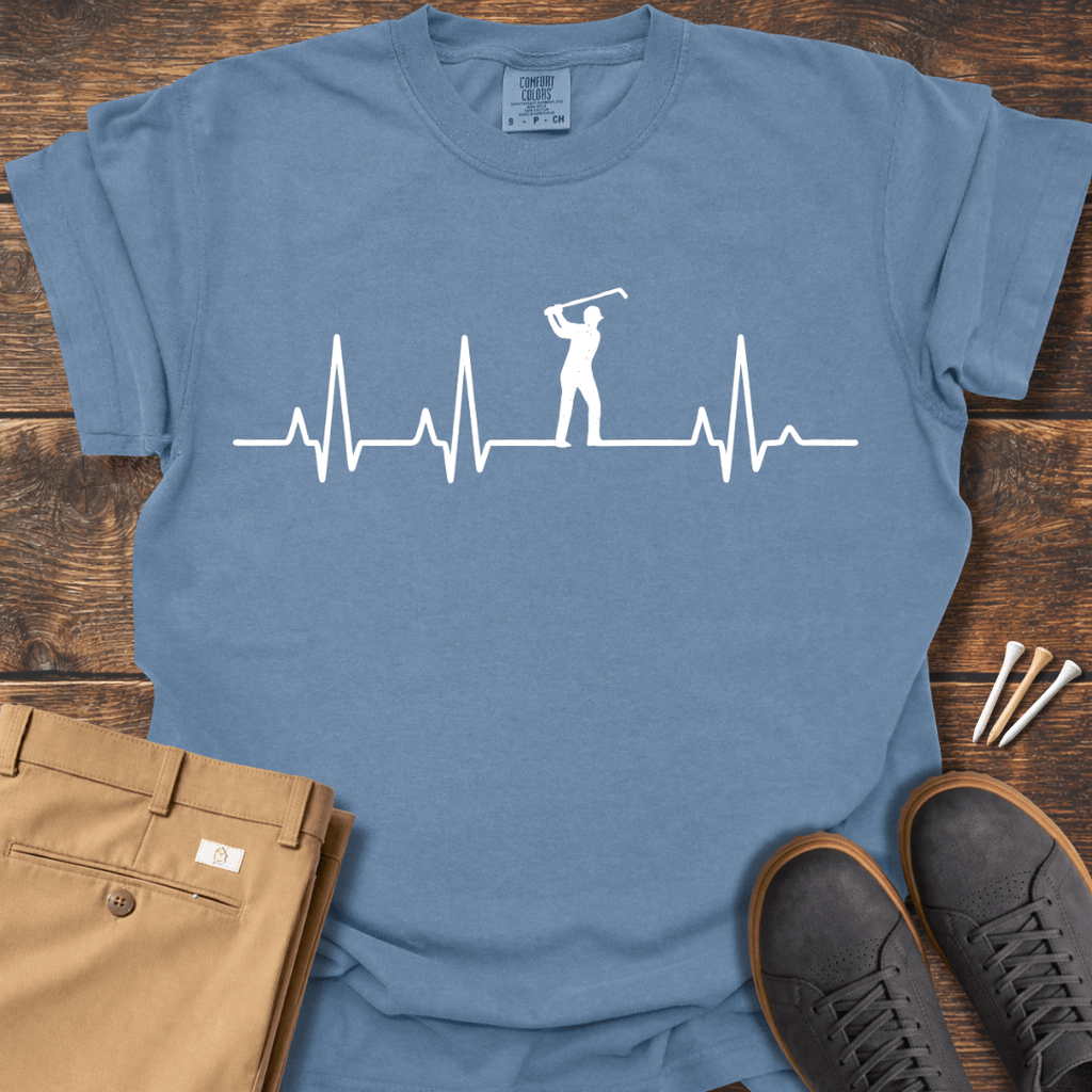 Golfer Heartbeat T Shirt